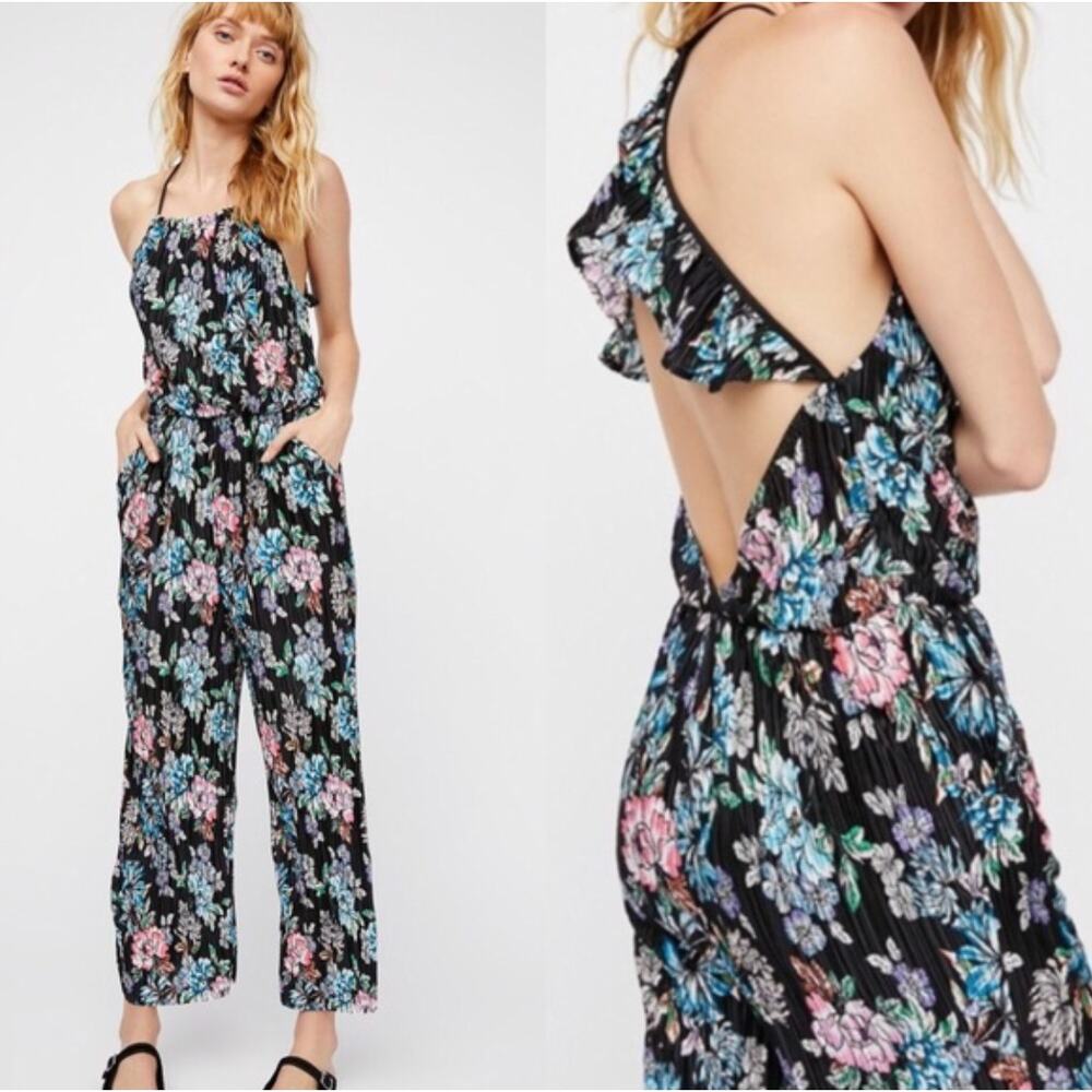 Free People Fresh Fields Floral Pleated Jumpsuit NWOT Size Large